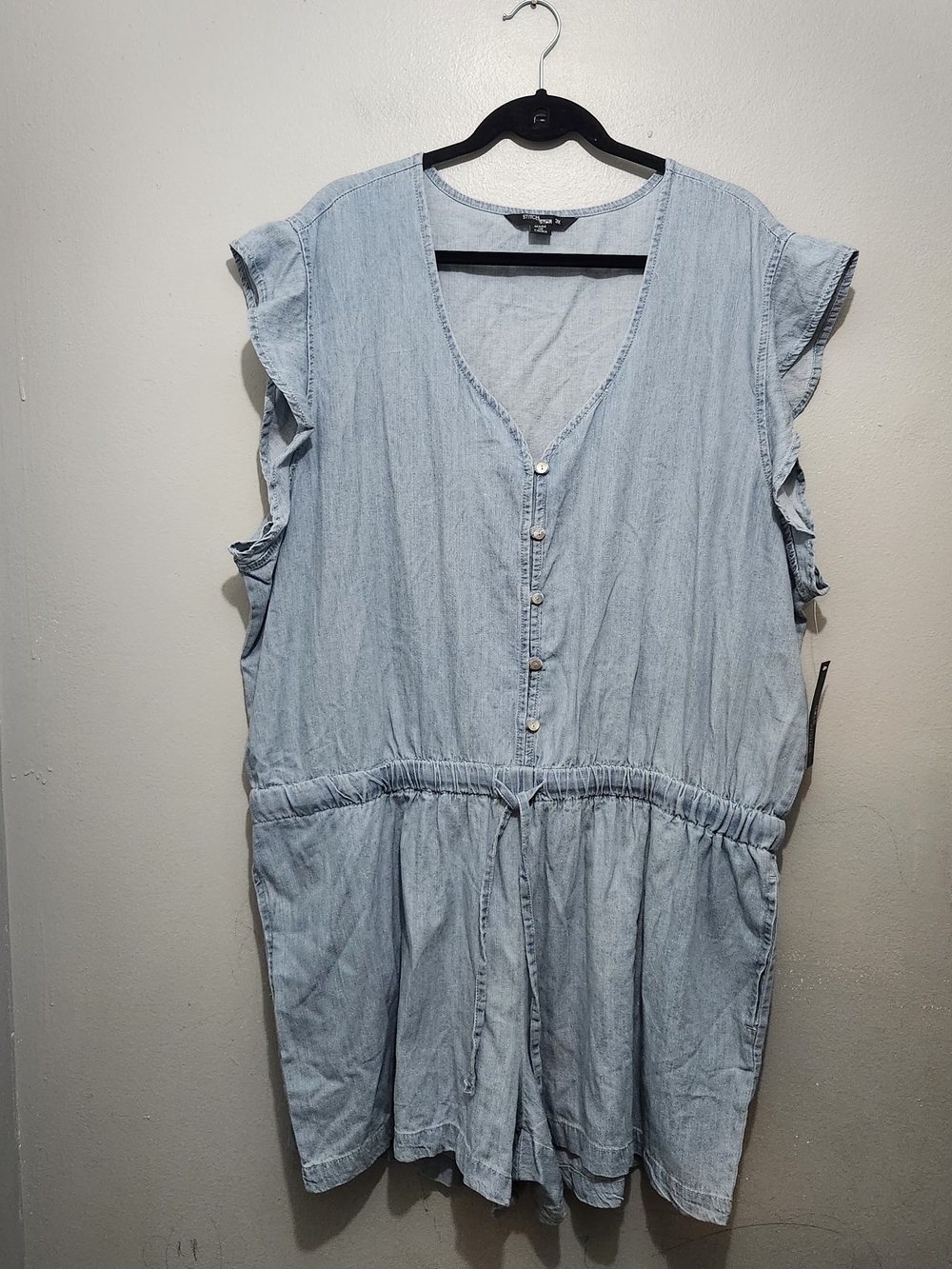 Stitch Star Light Wash Chambray Denim Romper - 3X New With Tags